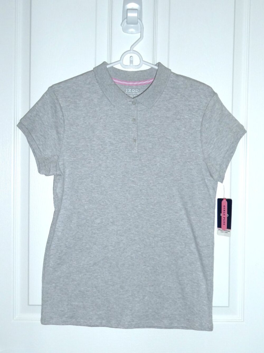 IZOD Girls School Uniform Gray Polo Shirt Plus Size XL New